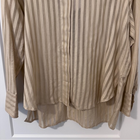 RIANI Striped Gold Voile Blouse Size 38 Women’s New With Tags Luxurious - Picture 6 of 12